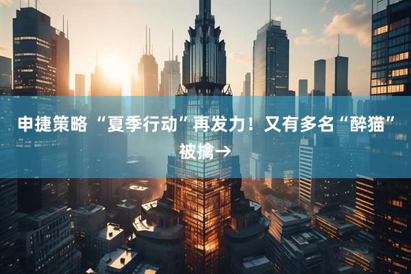 申捷策略 “夏季行动”再发力！又有多名“醉猫”被擒→
